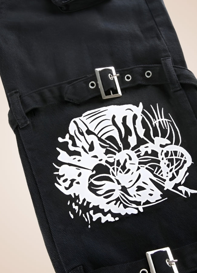 Steampunk Buckle Baggy Pants Black / L steampunk-buckle-baggy-pants-black
