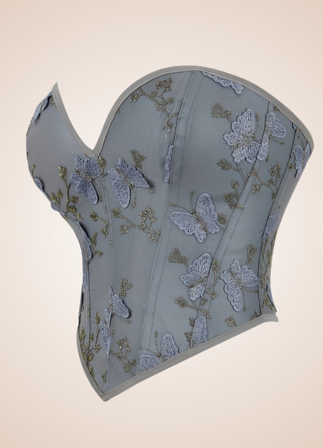 Steampunk Butterfly Embroidery Corset Gray / XL steampunk-butterfly-embroidery-corset-gray