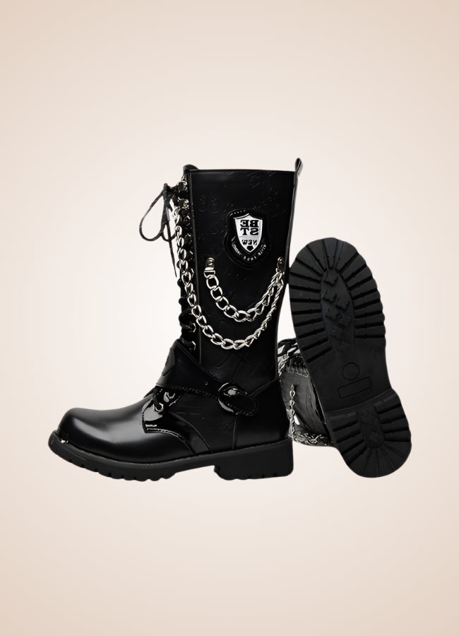 Steampunk Chain Boots Black / 11.0 steampunk-chain-boots-black