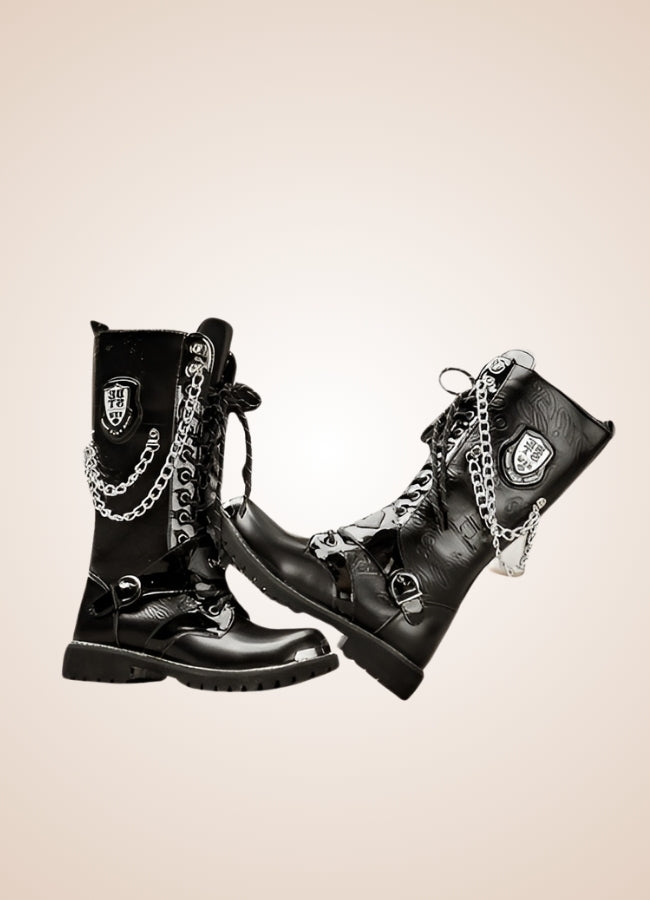 Steampunk Chain Boots Black / 11.0 steampunk-chain-boots-black