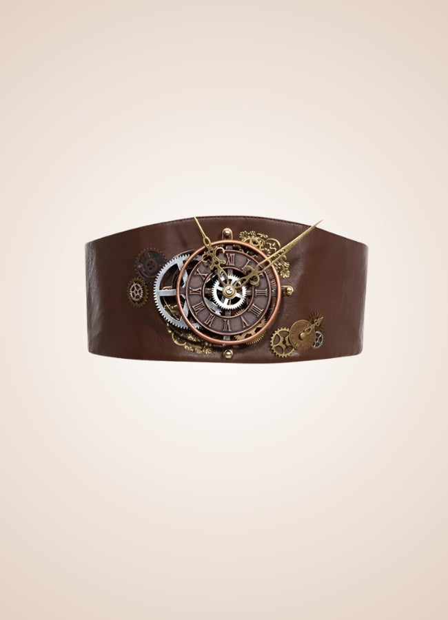 Steampunk Clock Corset Belt Brown / ONE SIZE steampunk-clock-corset-belt-brown