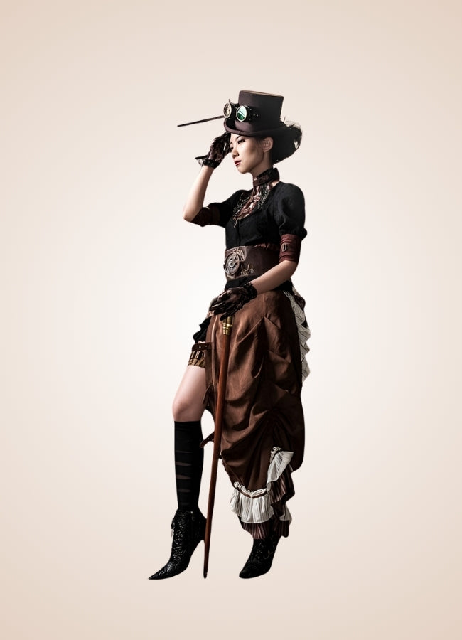 Steampunk Clock Corset Belt Brown / ONE SIZE steampunk-clock-corset-belt-brown