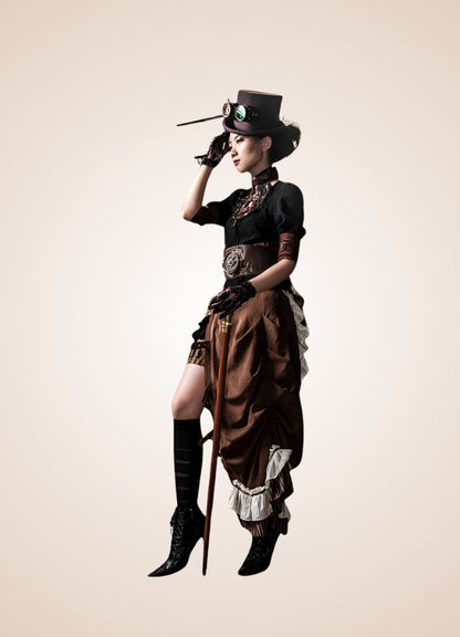 Steampunk Clock Corset Belt Brown / ONE SIZE steampunk-clock-corset-belt-brown