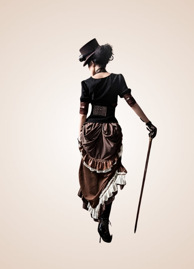 Steampunk Clock Corset Belt Brown / ONE SIZE steampunk-clock-corset-belt-brown