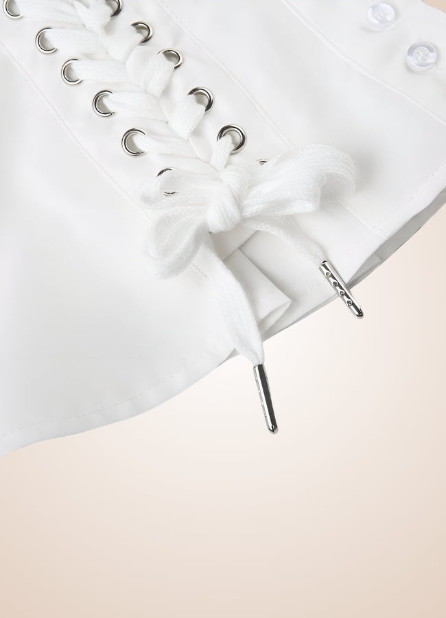 Steampunk Corset Shirt White / M steampunk-corset-shirt-white