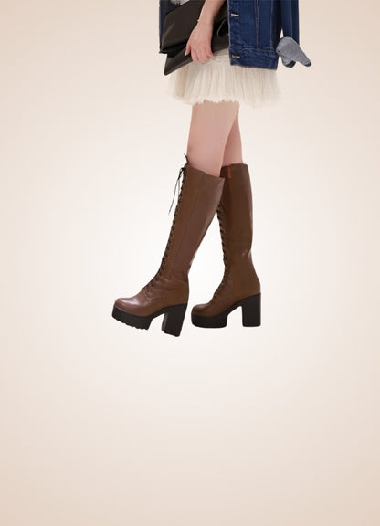 Steampunk Faux Leather Lace Boots Brown / 12.5 steampunk-faux-leather-lace-boots-brown