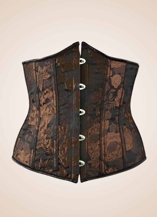 Steampunk Flower Pattern Underbust Corset Brown / 2XS steampunk-flower-pattern-underbust-corset-brown