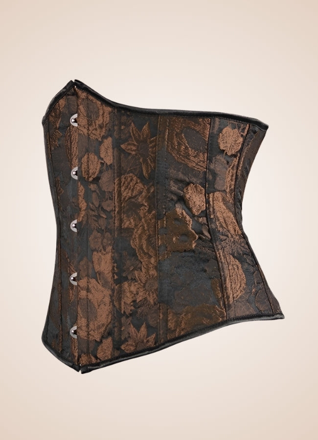 Steampunk Flower Pattern Underbust Corset Brown / 2XS steampunk-flower-pattern-underbust-corset-brown