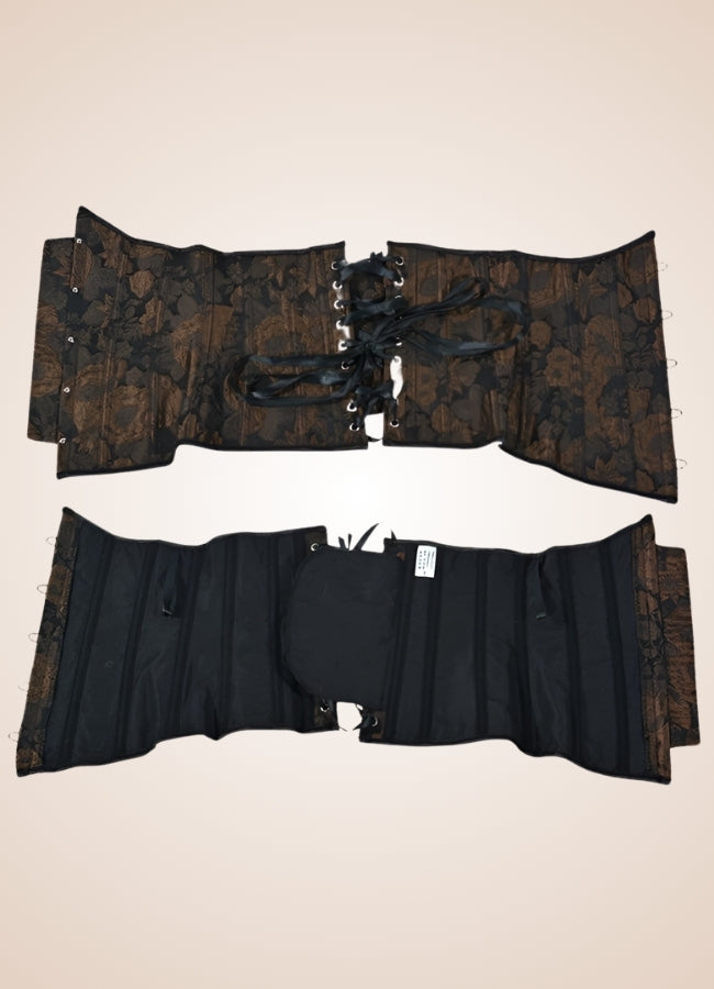 Steampunk Flower Pattern Underbust Corset Brown / 2XS steampunk-flower-pattern-underbust-corset-brown