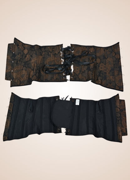 Steampunk Flower Pattern Underbust Corset Brown / 2XS steampunk-flower-pattern-underbust-corset-brown