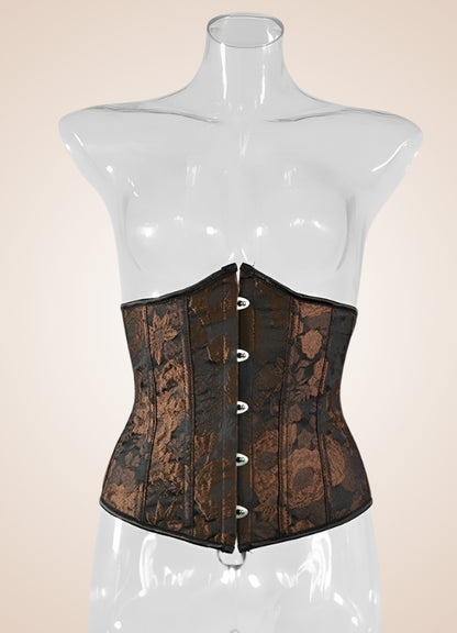 Steampunk Flower Pattern Underbust Corset Brown / 2XS steampunk-flower-pattern-underbust-corset-brown