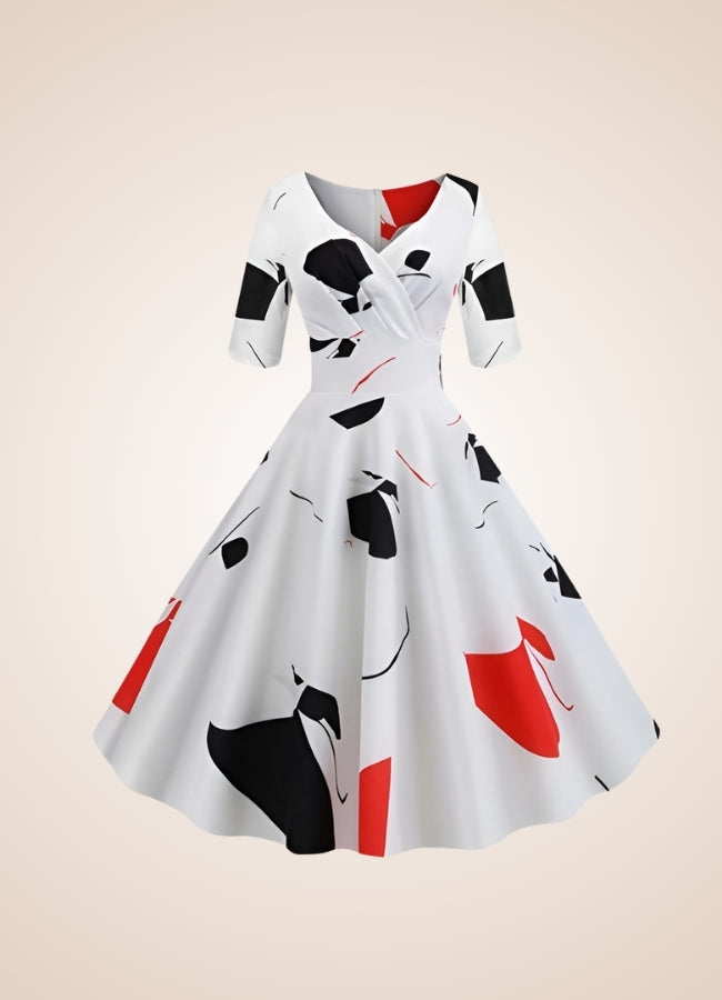 Steampunk Flower Print Dress White / XL steampunk-flower-print-dress-white