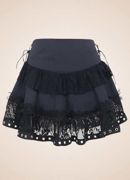 Steampunk Goth Mini Skirt Black / M steampunk-goth-mini-skirt-black