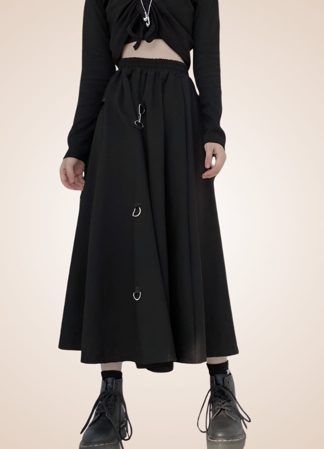 Steampunk Goth Pleated Skirt Black / L steampunk-goth-pleated-skirt-black