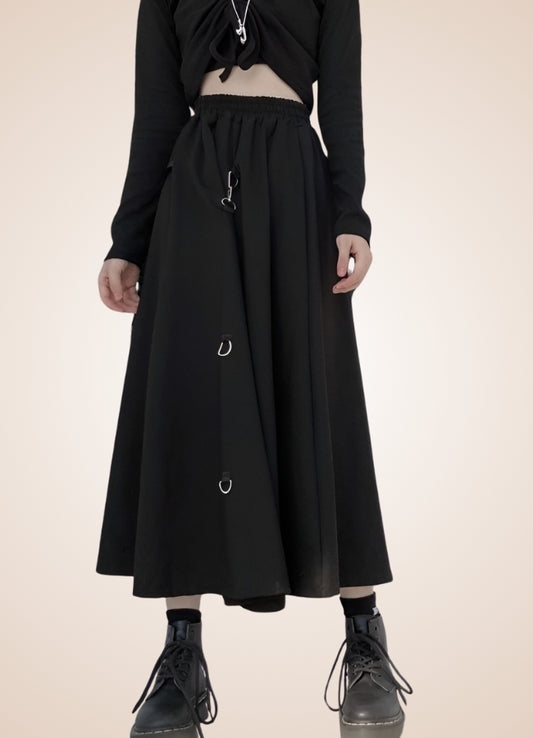 Steampunk Goth Pleated Skirt Black / L steampunk-goth-pleated-skirt-black