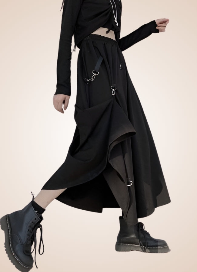 Steampunk Goth Pleated Skirt Black / L steampunk-goth-pleated-skirt-black