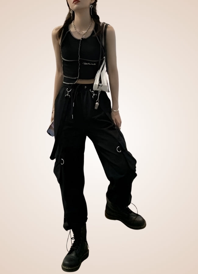 Steampunk Gothic Straps Pants Black / 3XI steampunk-gothic-straps-pants-black