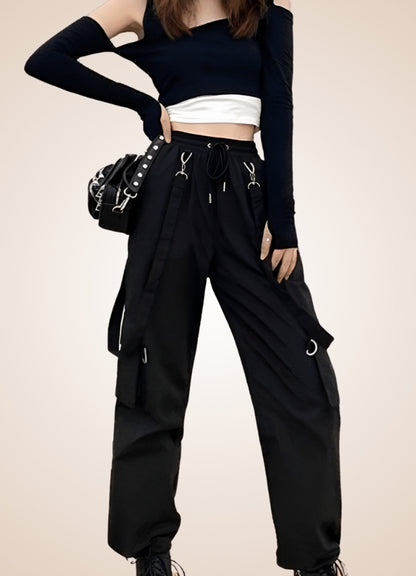 Steampunk Gothic Straps Pants Black / 3XI steampunk-gothic-straps-pants-black