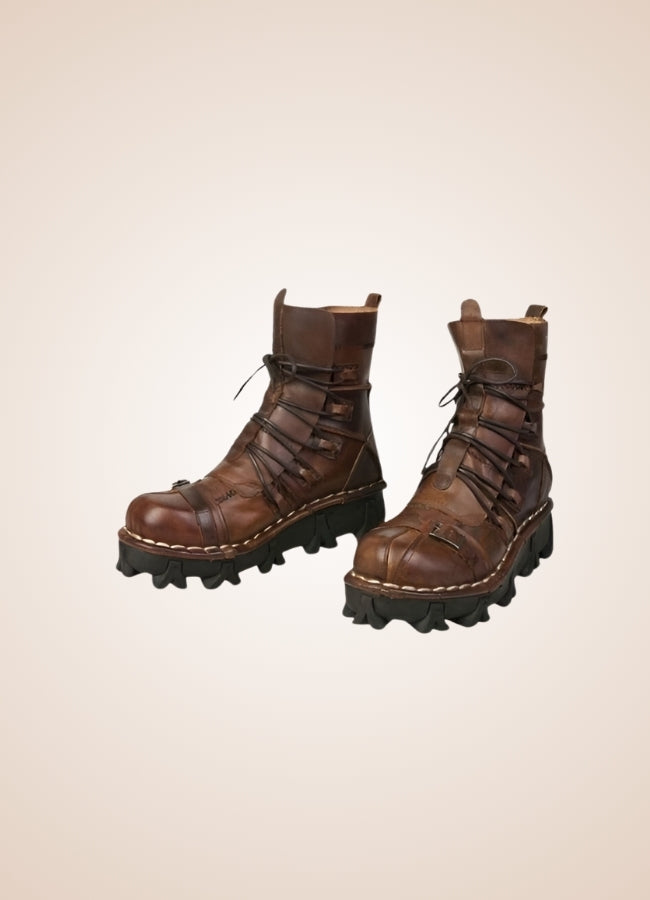 Steampunk Gothic Style Boots Dark Brown / 15.0 steampunk-gothic-style-boots-dark-brown