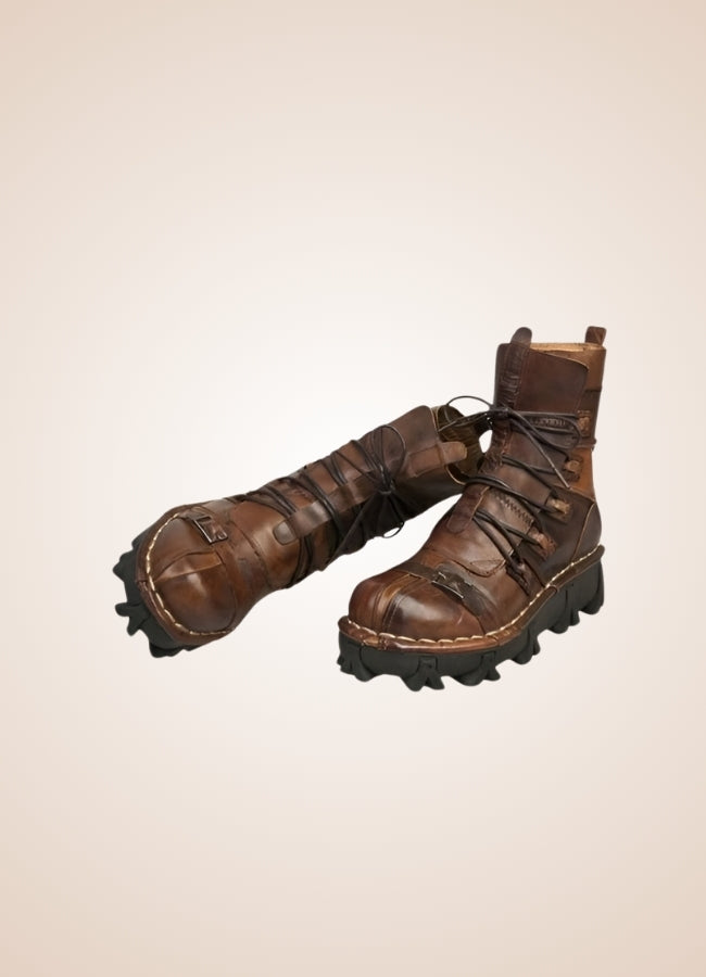 Steampunk Gothic Style Boots Dark Brown / 15.0 steampunk-gothic-style-boots-dark-brown