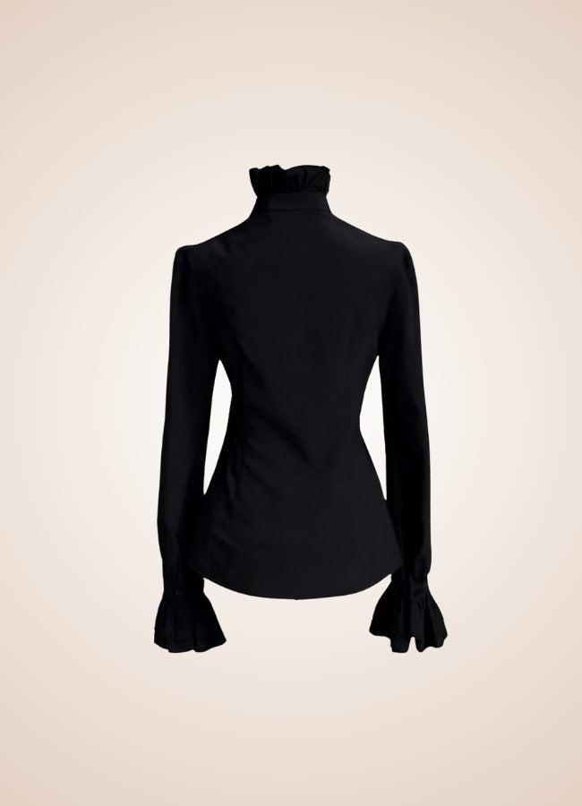 Steampunk High Collar Shirt Black / XL steampunk-high-collar-shirt-black