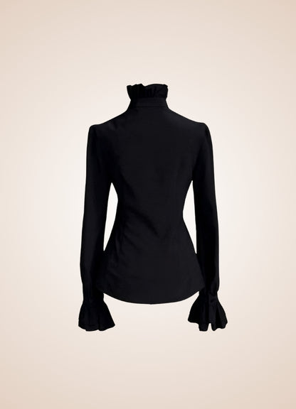 Steampunk High Collar Shirt Black / XL steampunk-high-collar-shirt-black