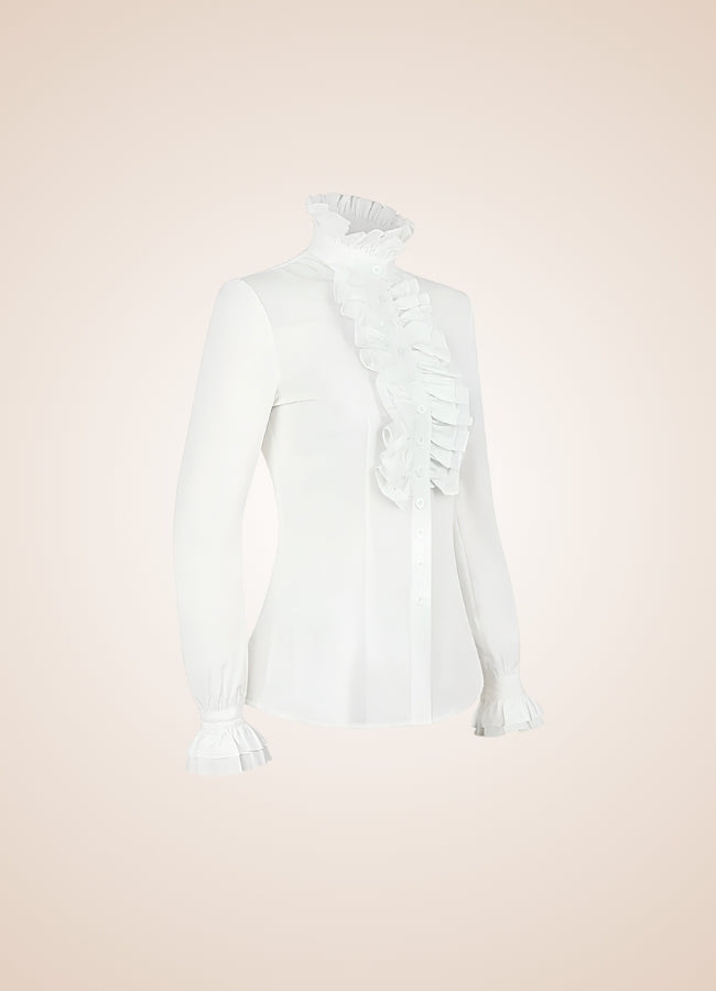 Steampunk High Collar Shirt White / XL steampunk-high-collar-shirt-white