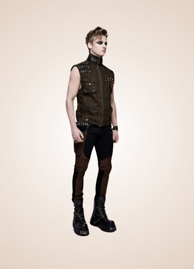 Steampunk High Neck Vest Brown / 3XL steampunk-high-neck-vest-brown
