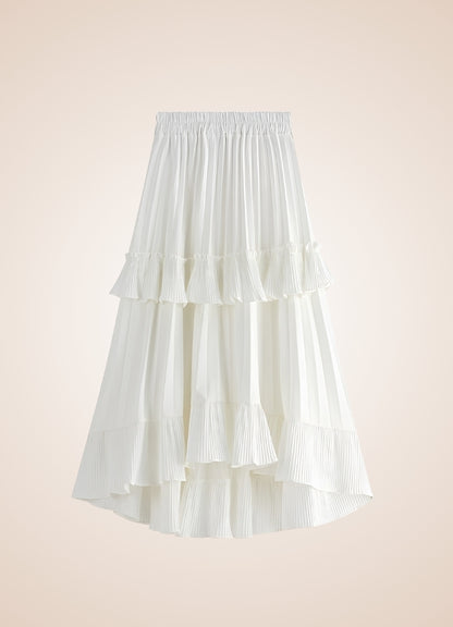 Steampunk High Waist Layered Skirt White / One Size steampunk-high-waist-layered-skirt-white
