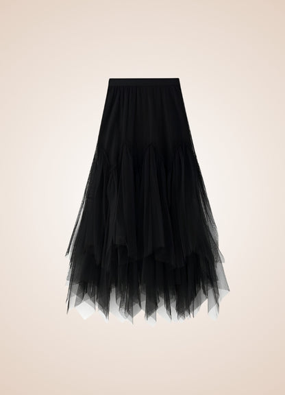 Steampunk Irregular Long Tulle Skirt Black / One Size steampunk-irregular-long-tulle-skirt-black
