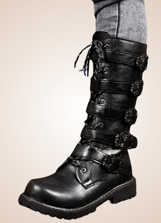 Steampunk Knee High Boots Black / 11.0 steampunk-knee-high-boots-black