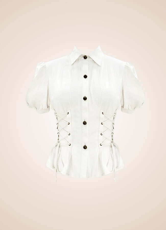 Steampunk Lace Up Top White / 2XL steampunk-lace-up-top-white