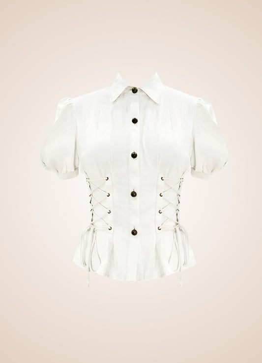 Steampunk Lace Up Top White / 2XL steampunk-lace-up-top-white