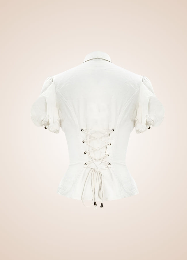 Steampunk Lace Up Top White / 2XL steampunk-lace-up-top-white