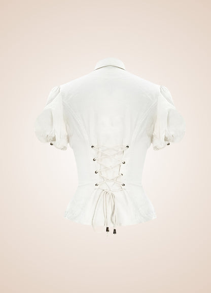 Steampunk Lace Up Top White / 2XL steampunk-lace-up-top-white