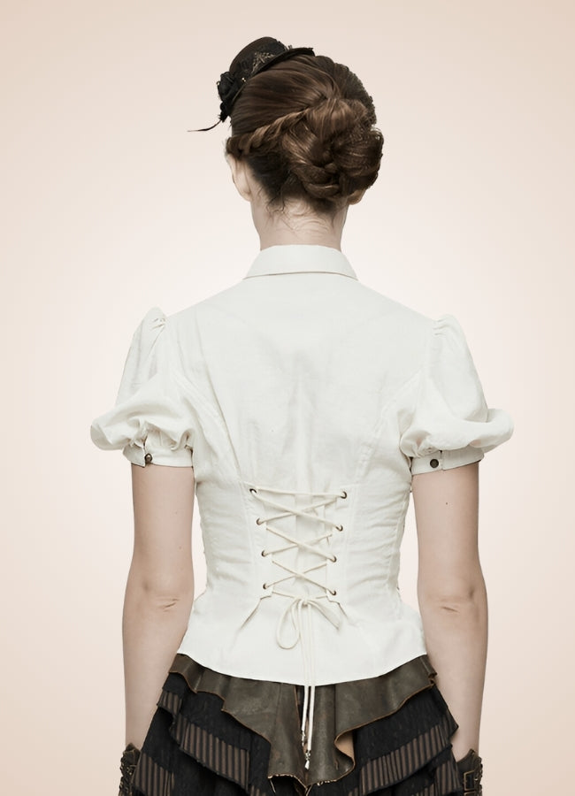 Steampunk Lace Up Top White / 2XL steampunk-lace-up-top-white