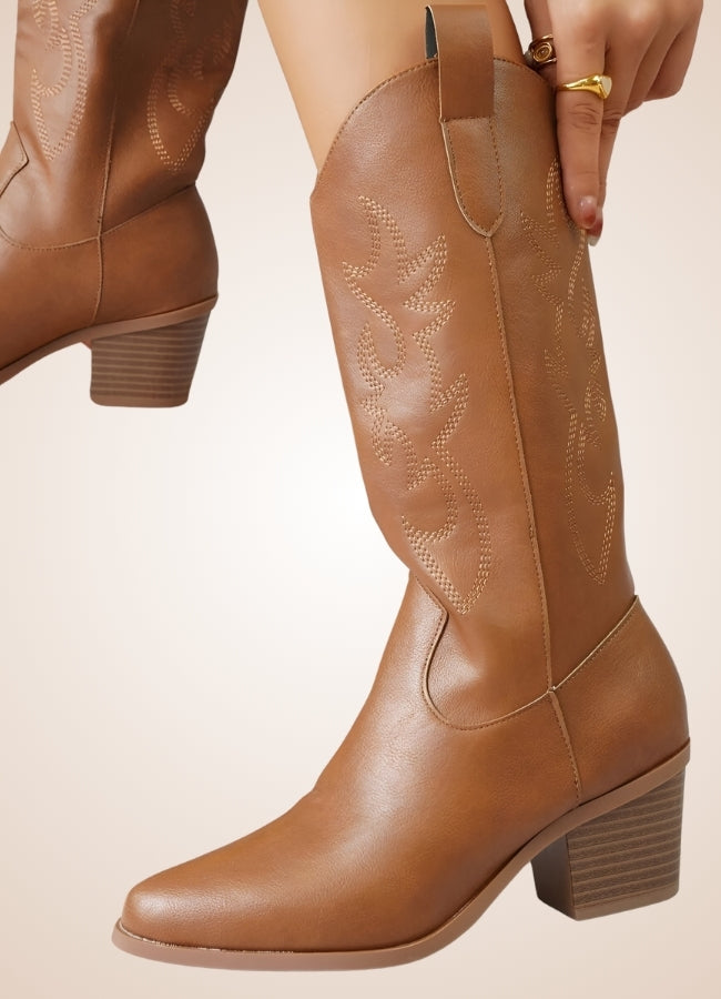 Steampunk Leather Cowboy Boots Brown / 12.5 steampunk-leather-cowboy-boots-brown