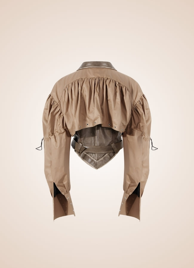 Steampunk Leather Crop Top Jacket Coffee / M steampunk-leather-crop-top-jacket-coffee