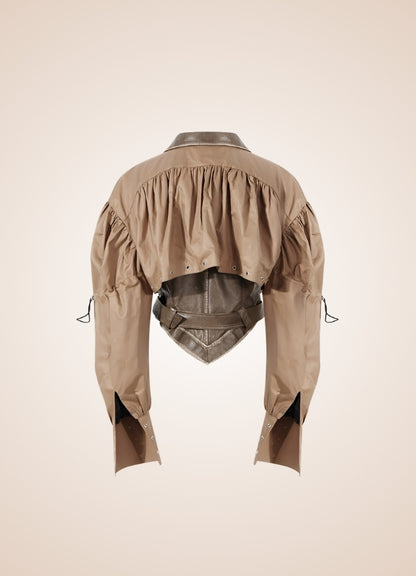 Steampunk Leather Crop Top Jacket Coffee / M steampunk-leather-crop-top-jacket-coffee