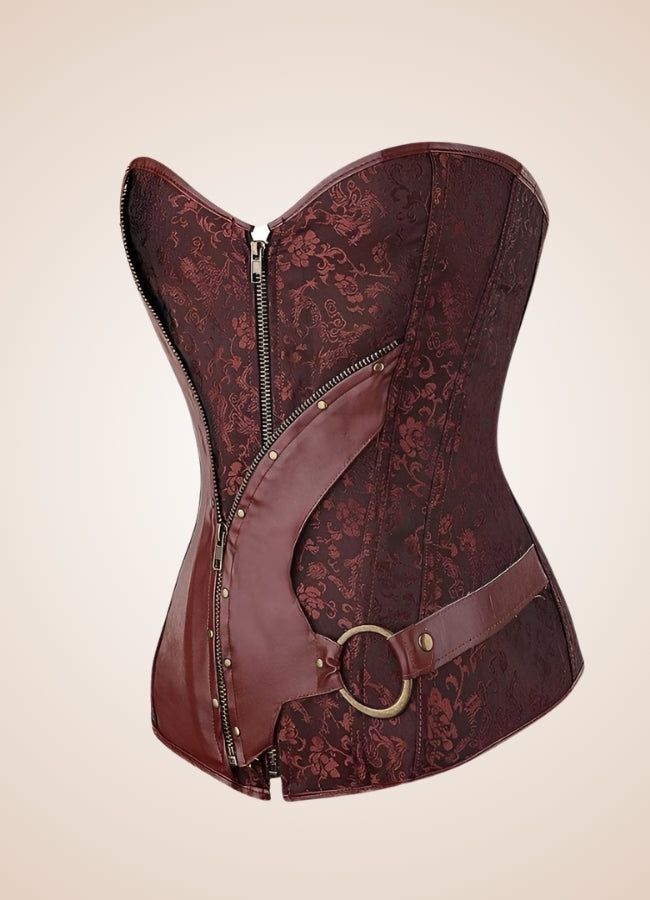 Steampunk Leather Zipper Corset Brown / 4XL steampunk-leather-zipper-corset-brown