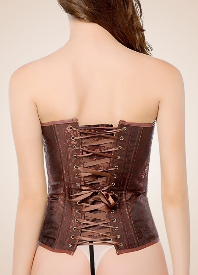 Steampunk Leather Zipper Corset Brown / 4XL steampunk-leather-zipper-corset-brown