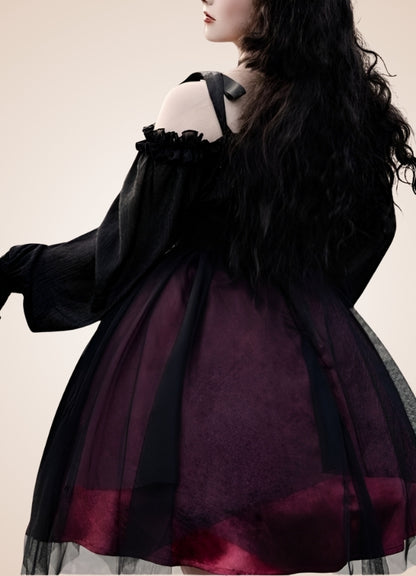 Steampunk Lolita Party Dress Black Red / L steampunk-lolita-party-dress-black-red