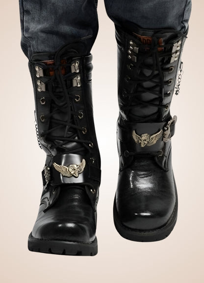Steampunk Men's Long Tube Boots Black / 11.0 steampunk-mens-long-tube-boots-black