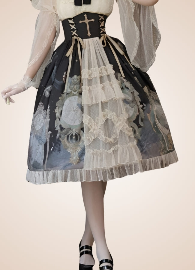 Steampunk Mesh Lolita Skirt Black / M steampunk-mesh-lolita-skirt-black