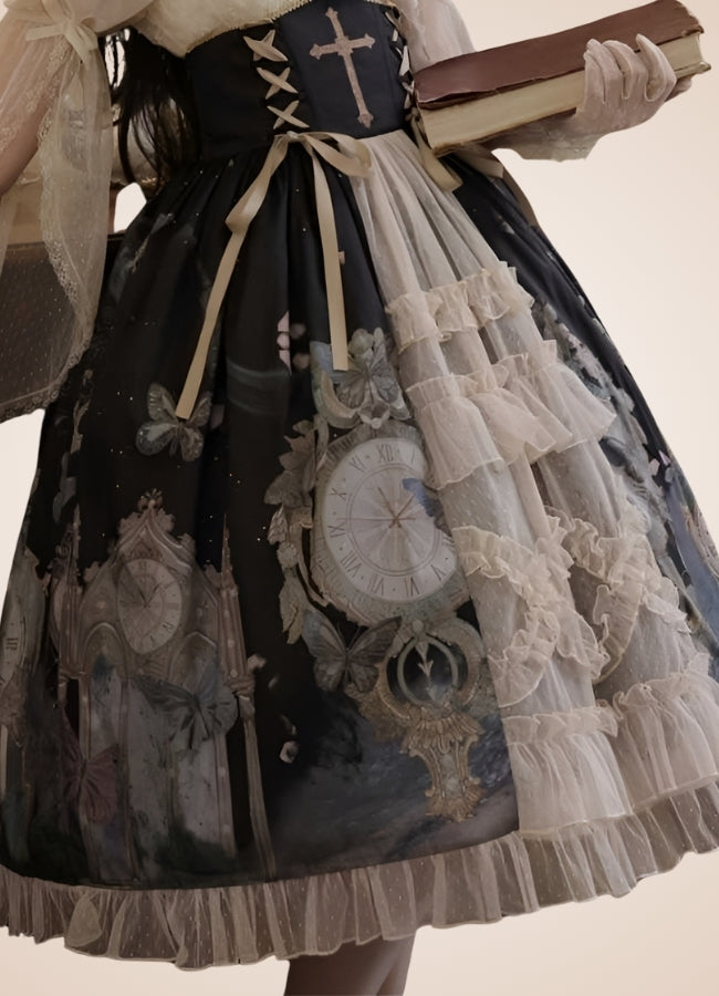 Steampunk Mesh Lolita Skirt Black / M steampunk-mesh-lolita-skirt-black