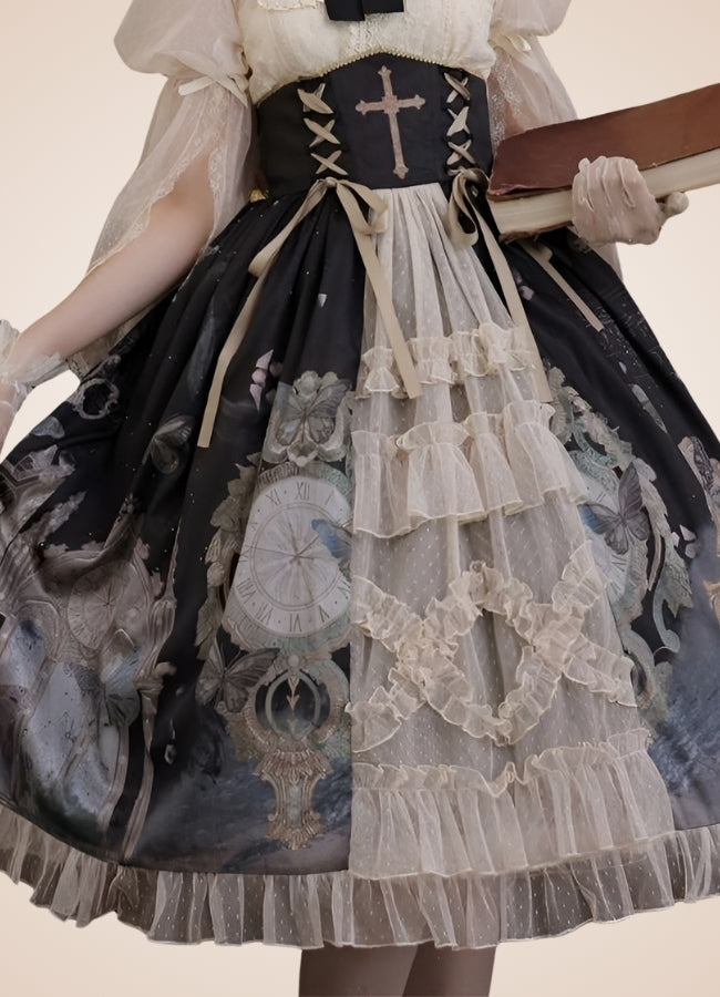 Steampunk Mesh Lolita Skirt Black / M steampunk-mesh-lolita-skirt-black