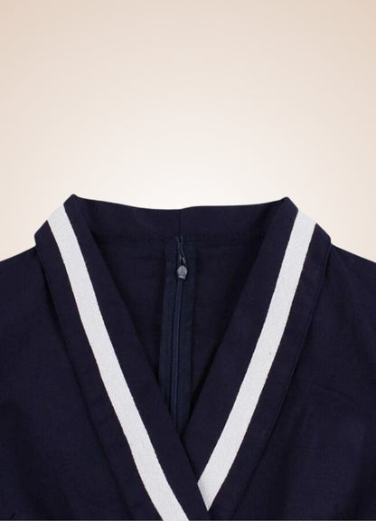 Steampunk Navy Blue V Neck Dress Navy Blue / 3XL steampunk-navy-blue-v-neck-dress-navy-blue