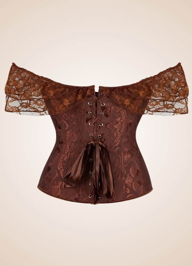 Steampunk Off Shoulder Corset Brown / XL steampunk-off-shoulder-corset-brown