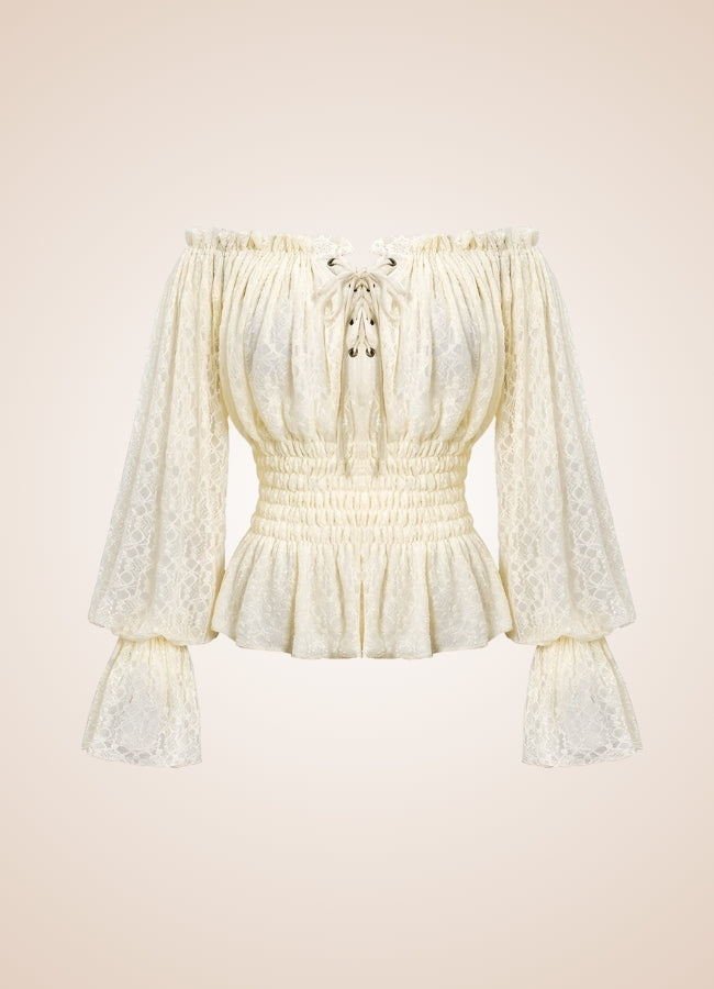 Steampunk Off Shoulder Shirt White / 3XL-4XL steampunk-off-shoulder-shirt-white