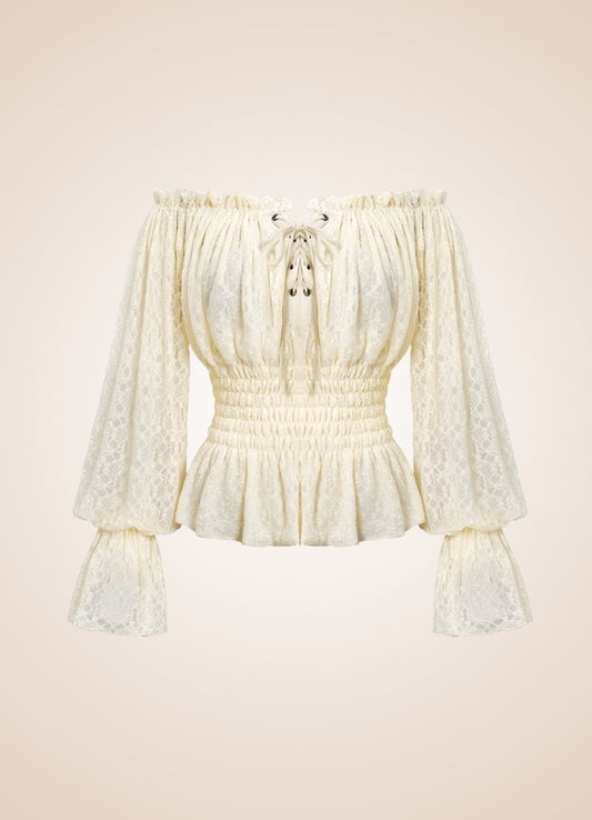 Steampunk Off Shoulder Shirt White / 3XL-4XL steampunk-off-shoulder-shirt-white